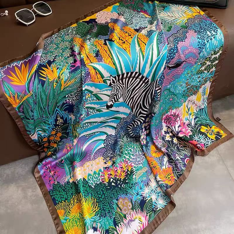 Tropical Multi Coloured Zebra Silk Scarf