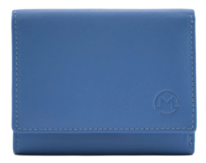 Origin Plain Blueberry Leather Medium Tri-fold Purse