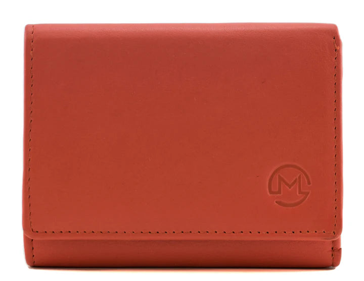 Origin Plain Orange Leather Medium Tri-fold Purse