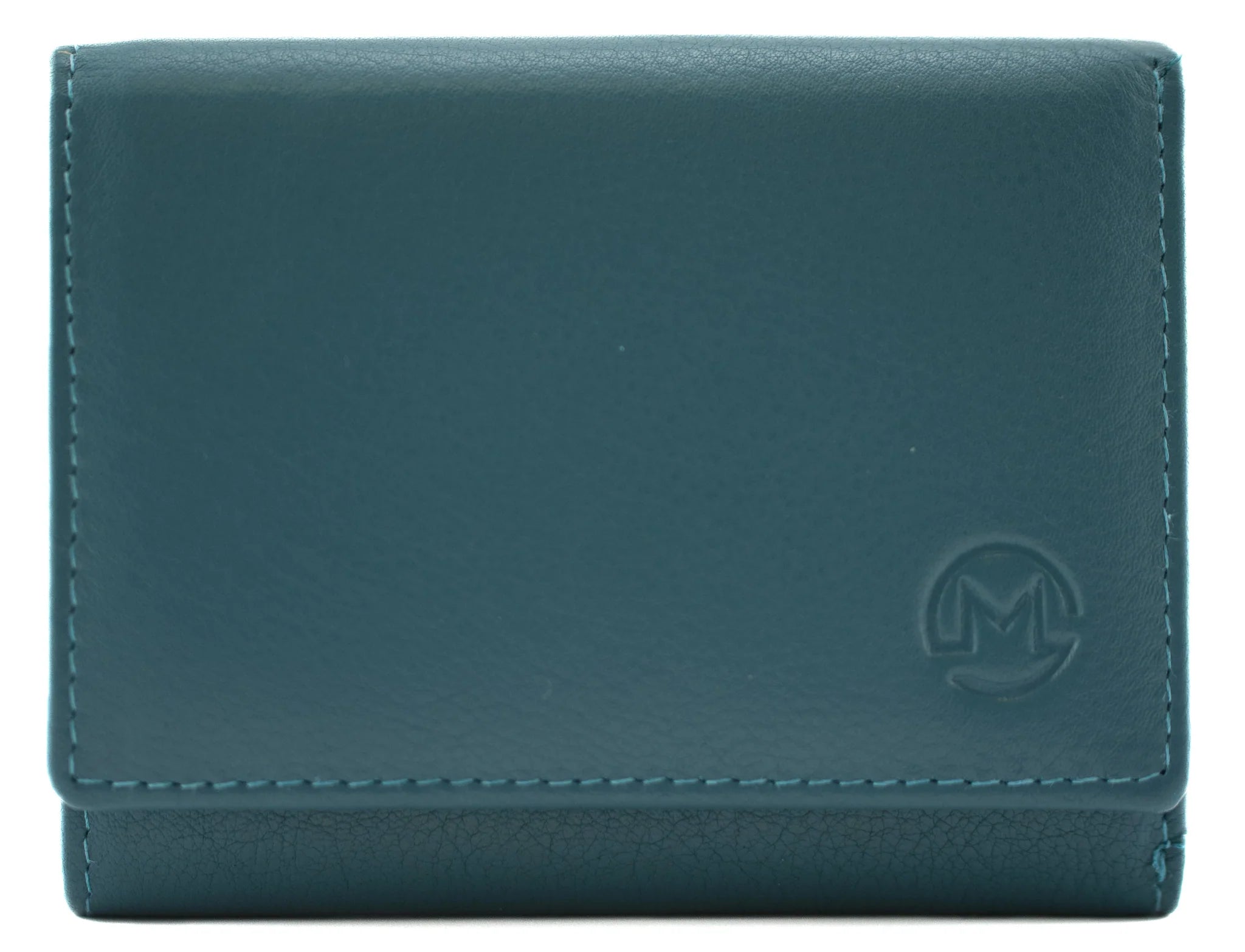 Origin Teal Plain Leather Medium Tri-fold Purse