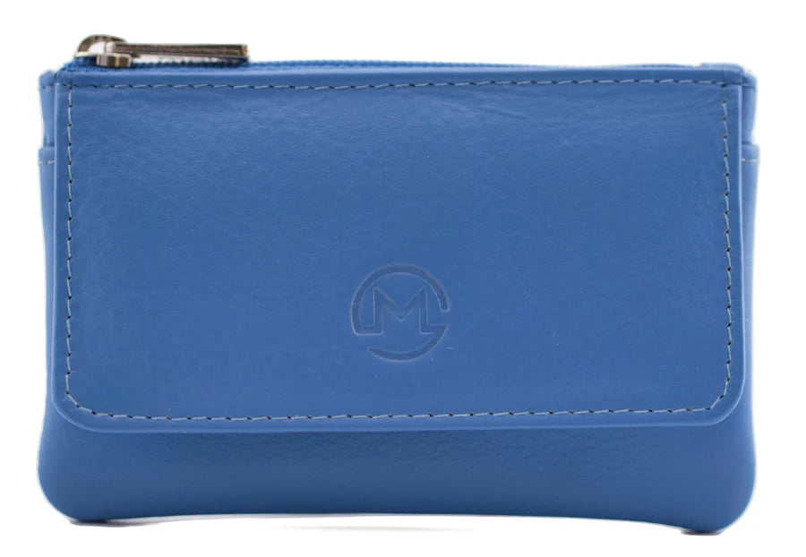 Origin Blueberry Plain Leather Coin Purse With Front Pocket