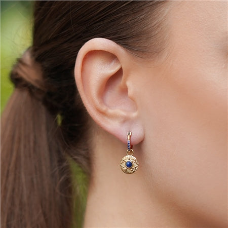 Newbridge All Seeing Evil Eye Earrings Blue Stone
