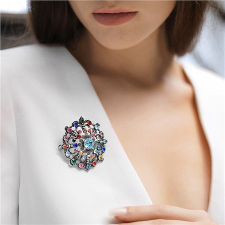 Newbridge Vintage Brooch with Coloured Stones