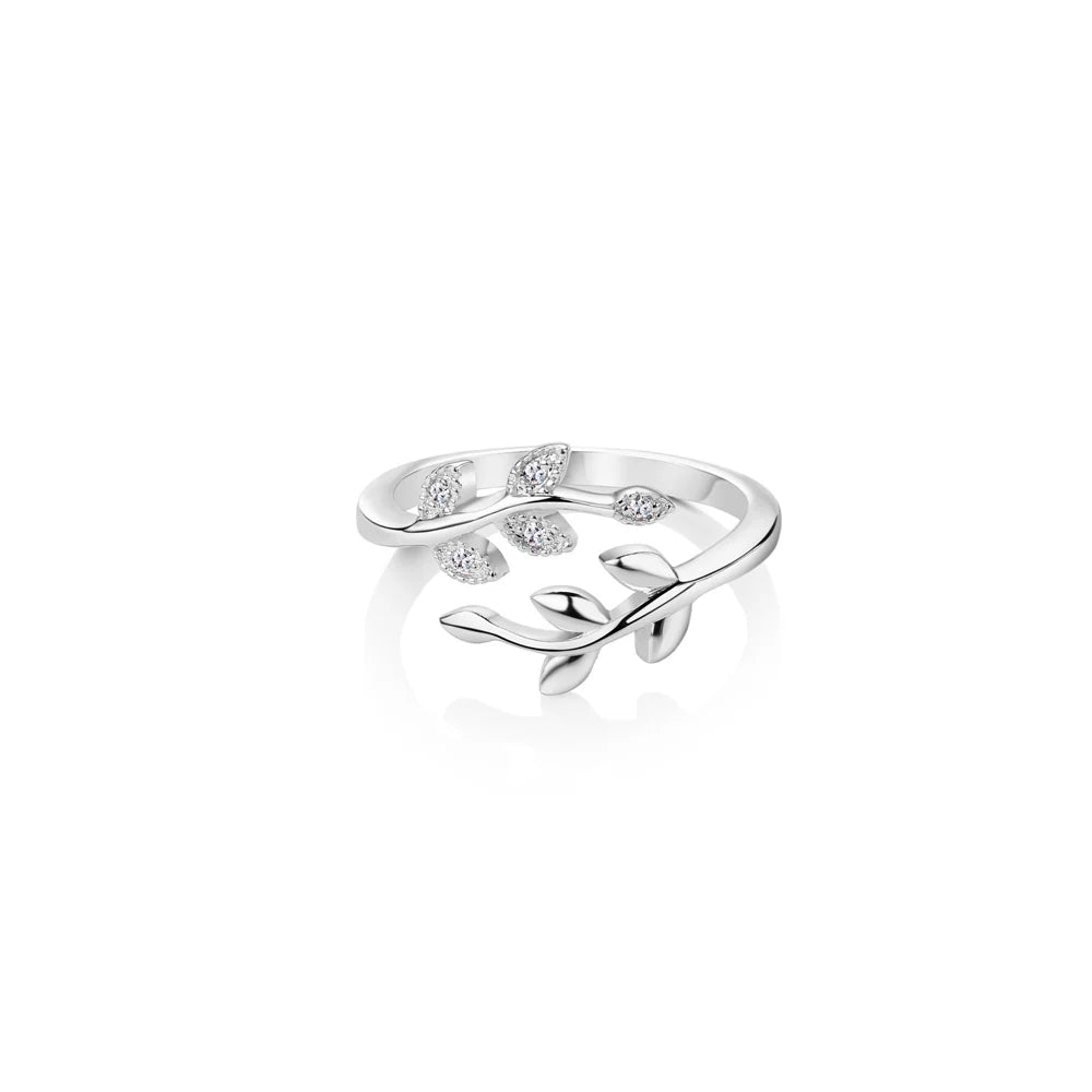 Newbridge Leaf Ring with Clear Stones