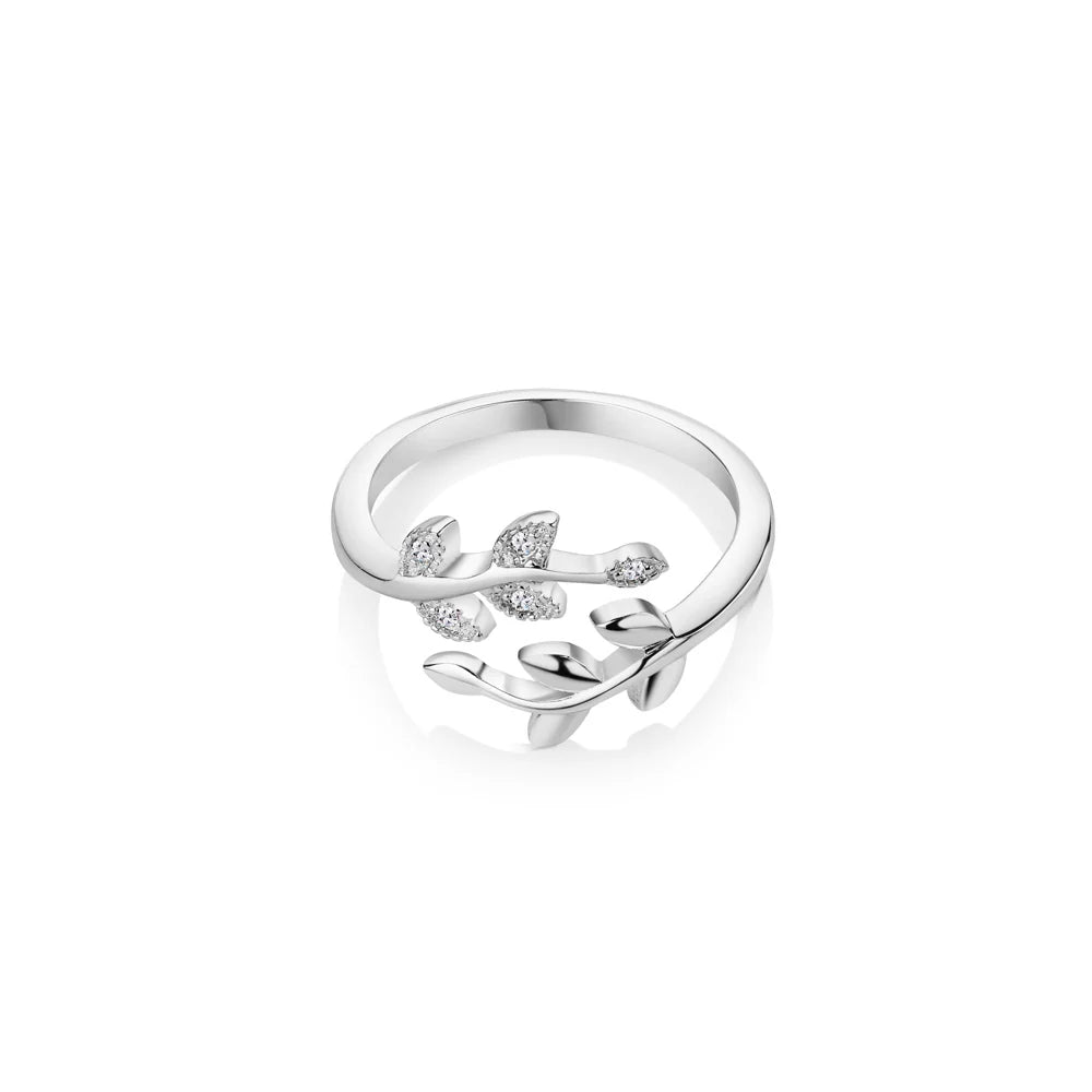 Newbridge Leaf Ring with Clear Stones