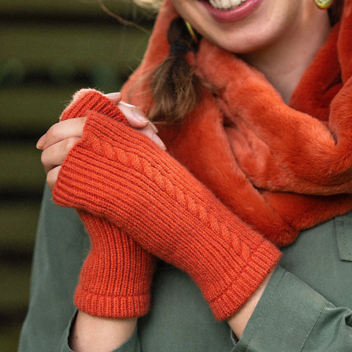Ruby Fingerless Gloves Burnt Orange