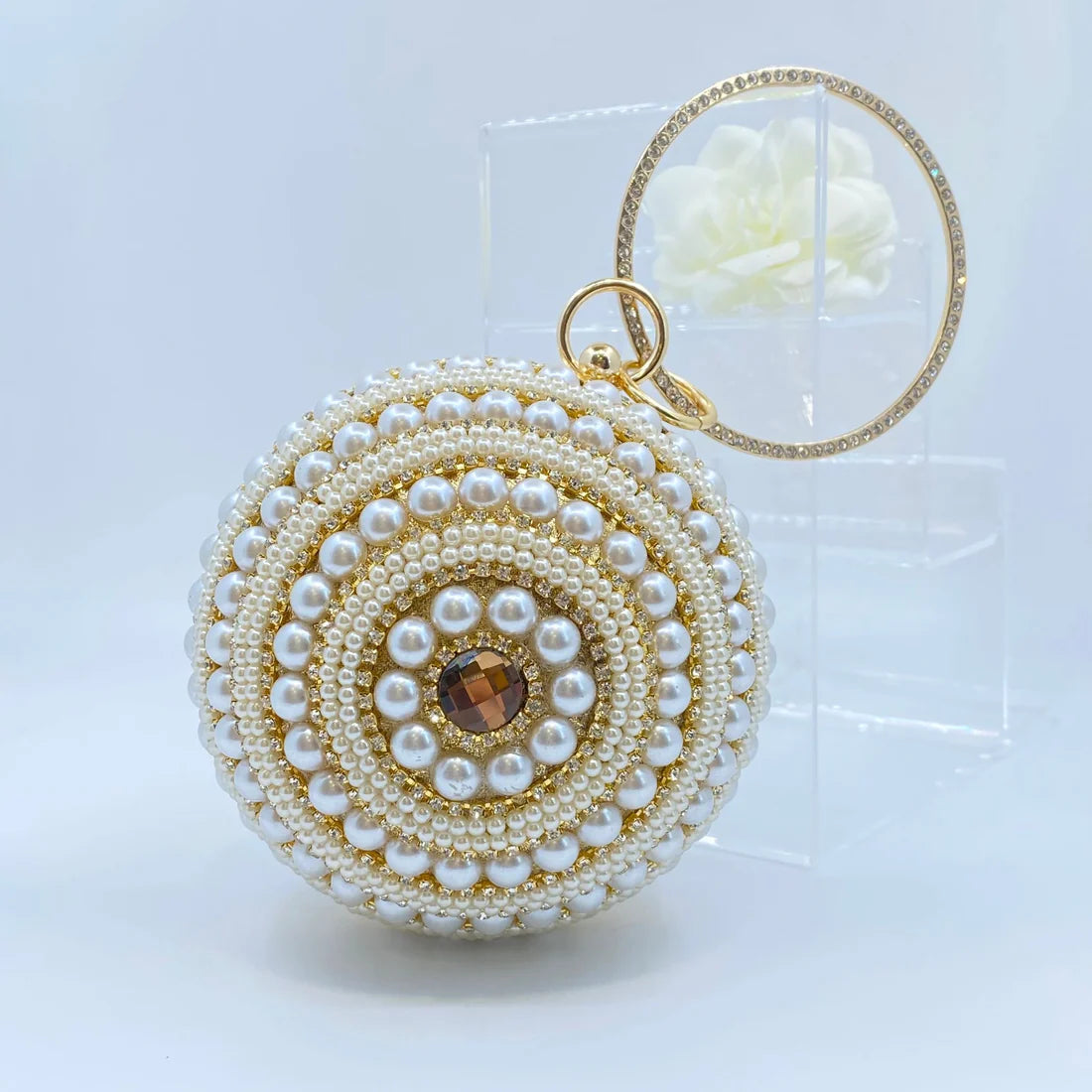 Gold Pearl And Bead Circle Dress Bags