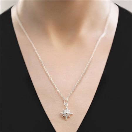 Newbridge Silver Plated Star Pendant with Clear Stones