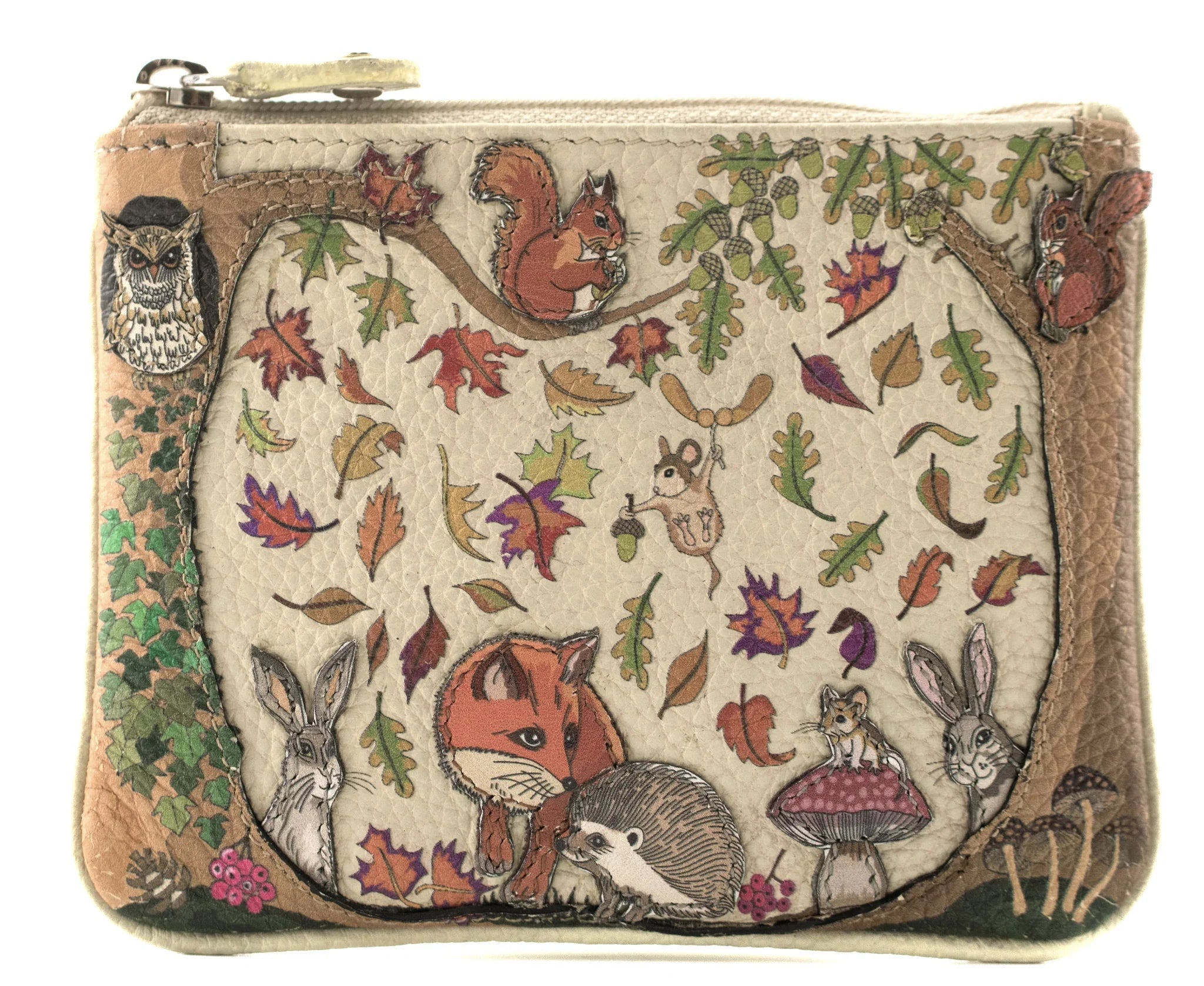 Foxglove Forest Leather Coin & Card Purse