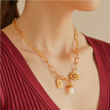 Newbridge Gold Plated Necklace with Opalite Charm