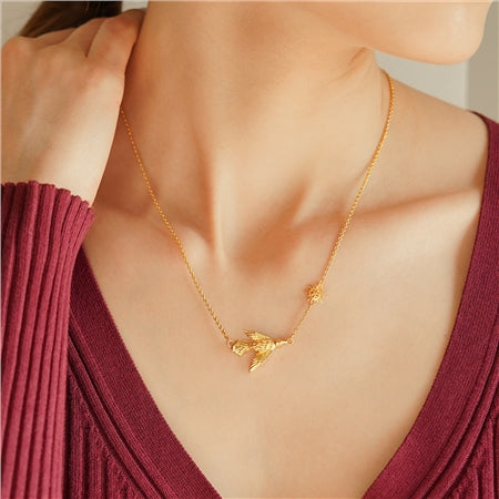 Newbridge Gold Plated Necklace with Bird and Sun Charm