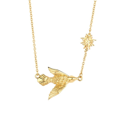 Newbridge Gold Plated Necklace with Bird and Sun Charm