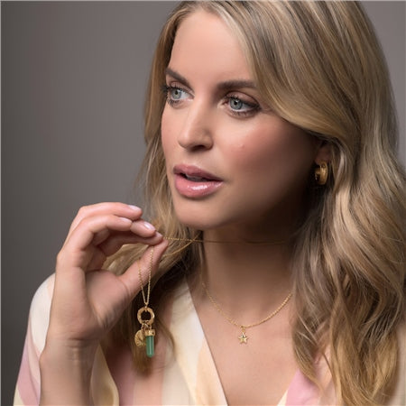 Newbridge Gold Plated Pendant with Green Aventurine Charm