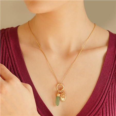 Newbridge Gold Plated Pendant with Green Aventurine Charm