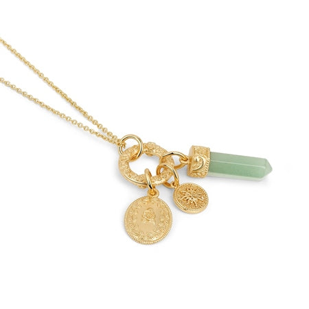 Newbridge Gold Plated Pendant with Green Aventurine Charm