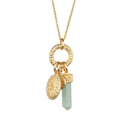 Newbridge Gold Plated Pendant with Green Aventurine Charm