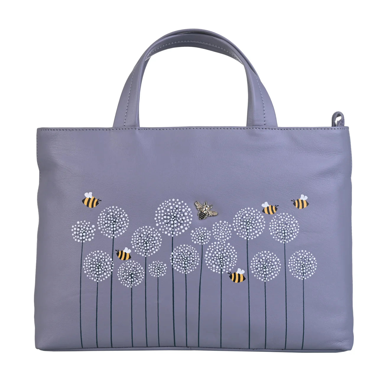 Moonflower Grey Leather Grab Bag