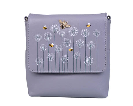 Moonflower Grey Leather Small Cross Body Bag