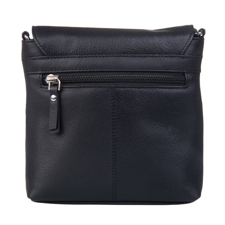 Juno Black Flap Cross Body Bag