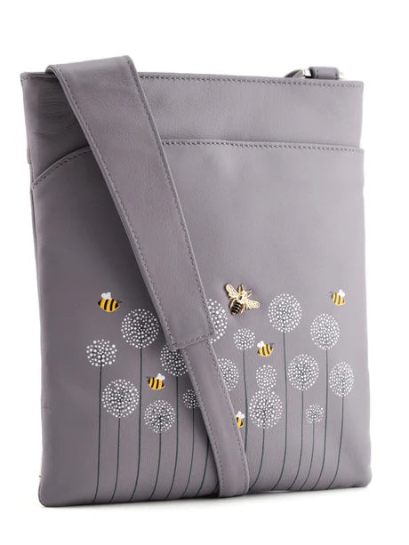 Moonflower Grey Slim Cross Body Bag