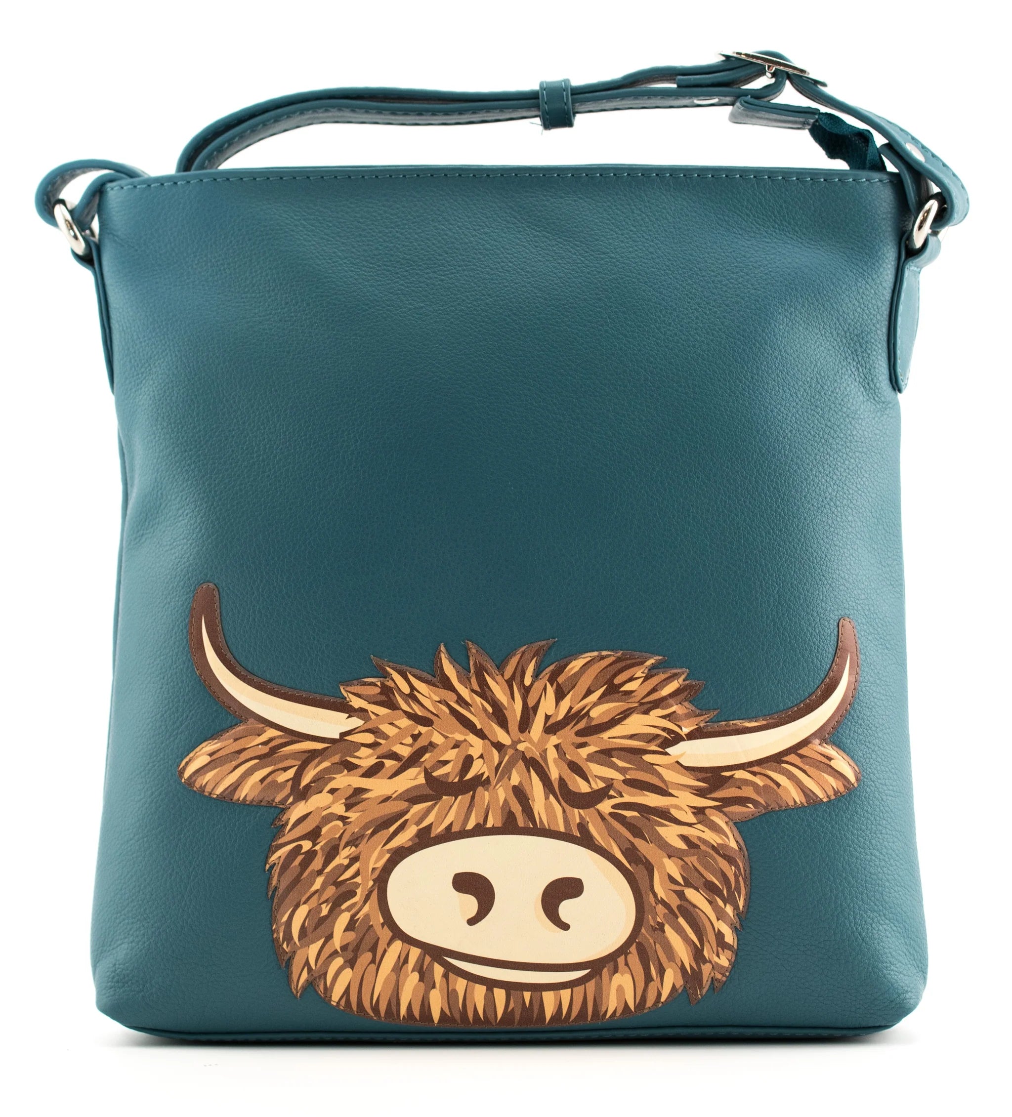 Bella's Head Teal Leather Cross Body Bag