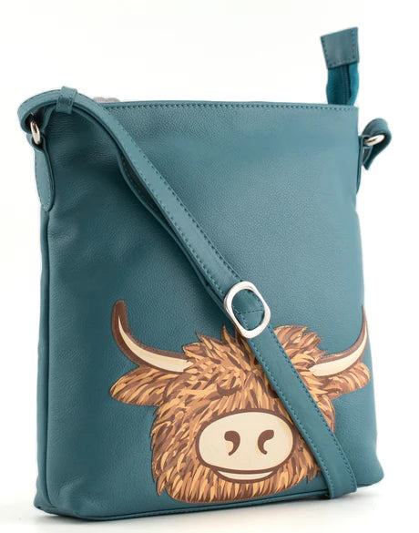 Bella's Head Teal Leather Cross Body Bag
