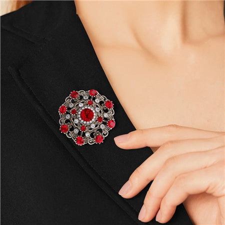 Newbridge Brooch with Ruby Coloured Stones