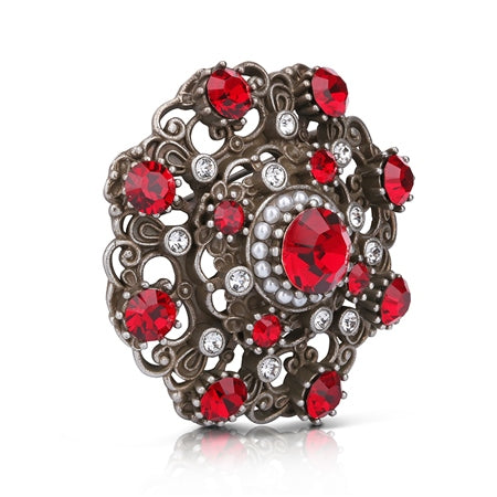Newbridge Brooch with Ruby Coloured Stones