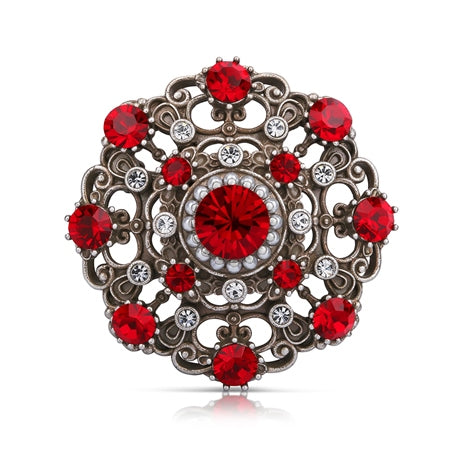 Newbridge Brooch with Ruby Coloured Stones