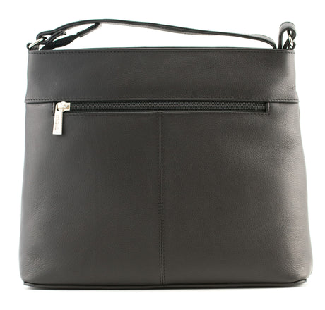 Anishka Black Leather Large Cross Body Bag