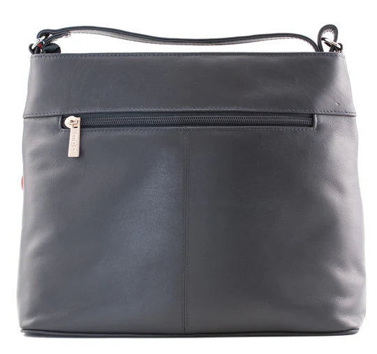 Anishka Navy Leather Large Cross Body Bag