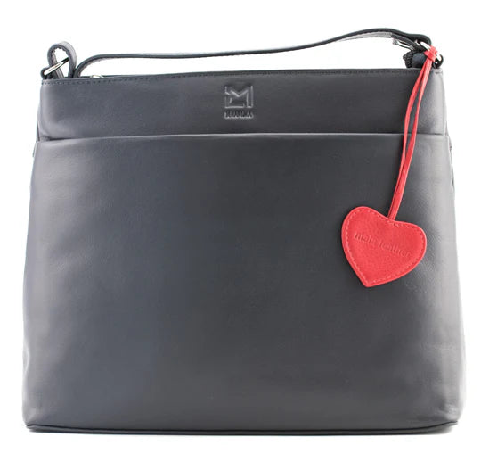 Anishka Navy Leather Large Cross Body Bag