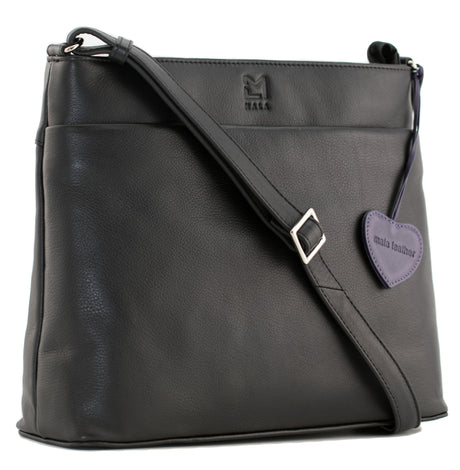 Anishka Black Leather Large Cross Body Bag