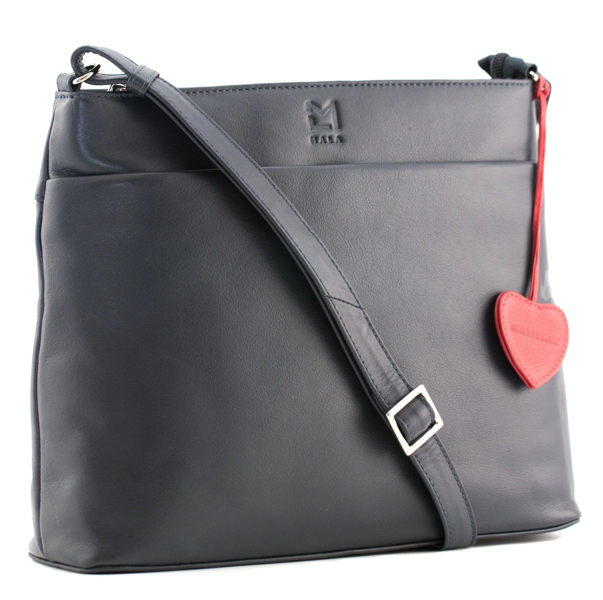 Anishka Navy Leather Large Cross Body Bag