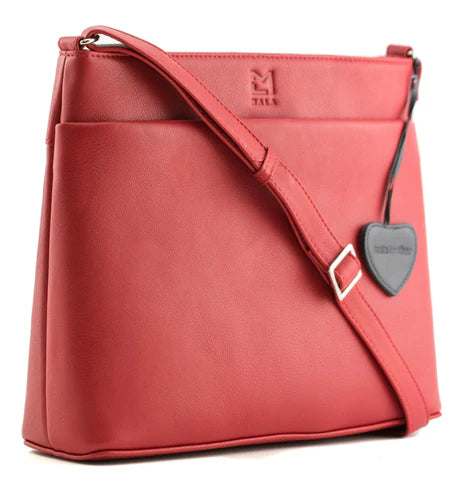 Anishka Red Leather Large Cross Body Bag