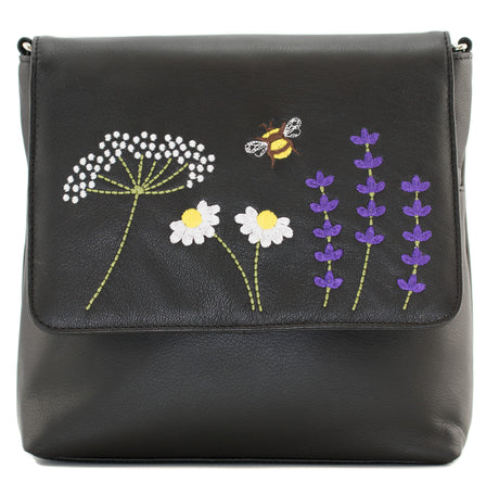 Blossom Black Flap Cross Body Bag