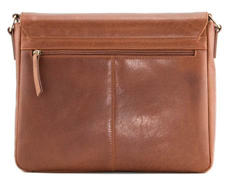 Bloomsbury Large Tan Leather Flap Satchel Bag