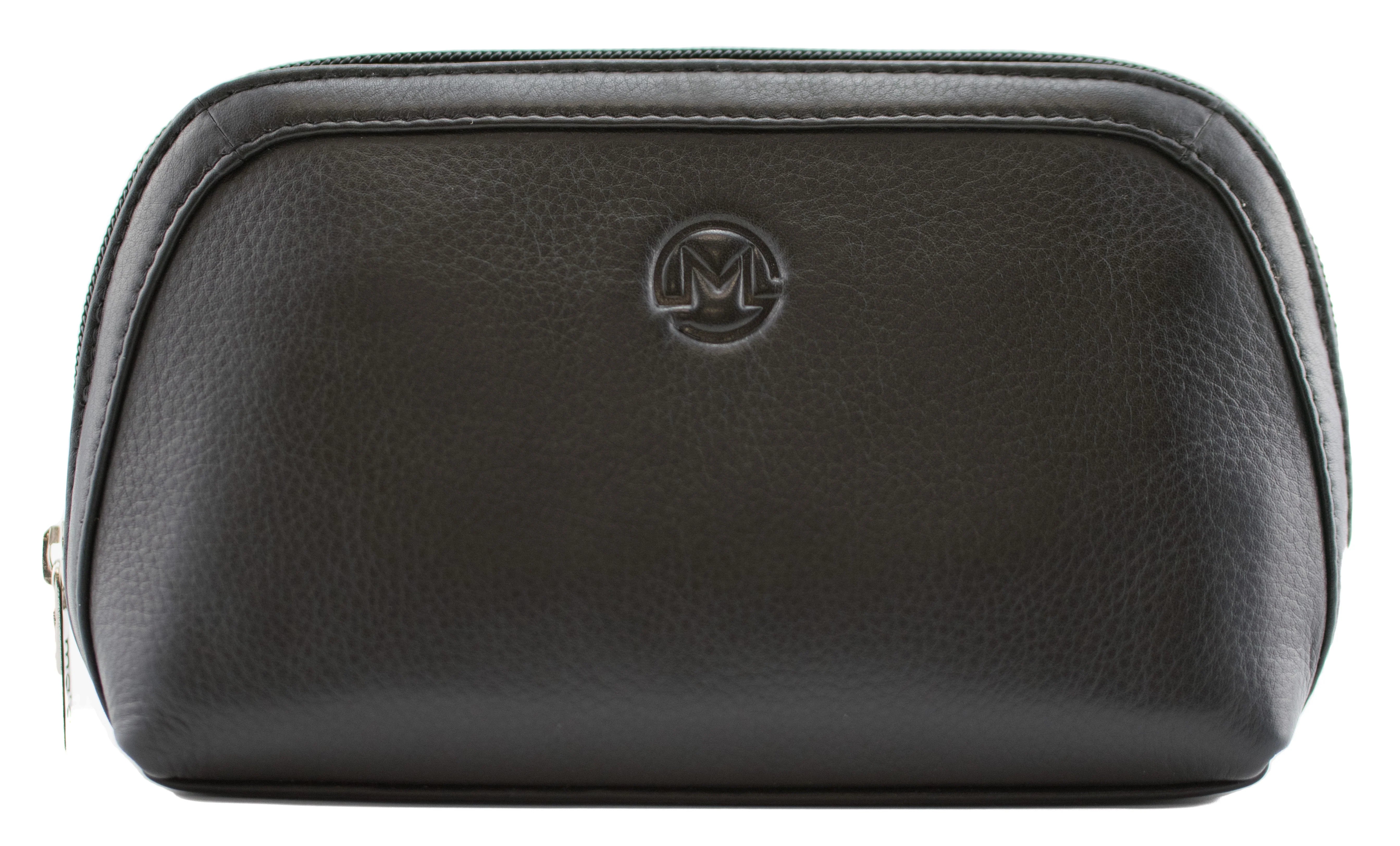 Anishka Black Leather Compact Curved Zip Crossbody Bag