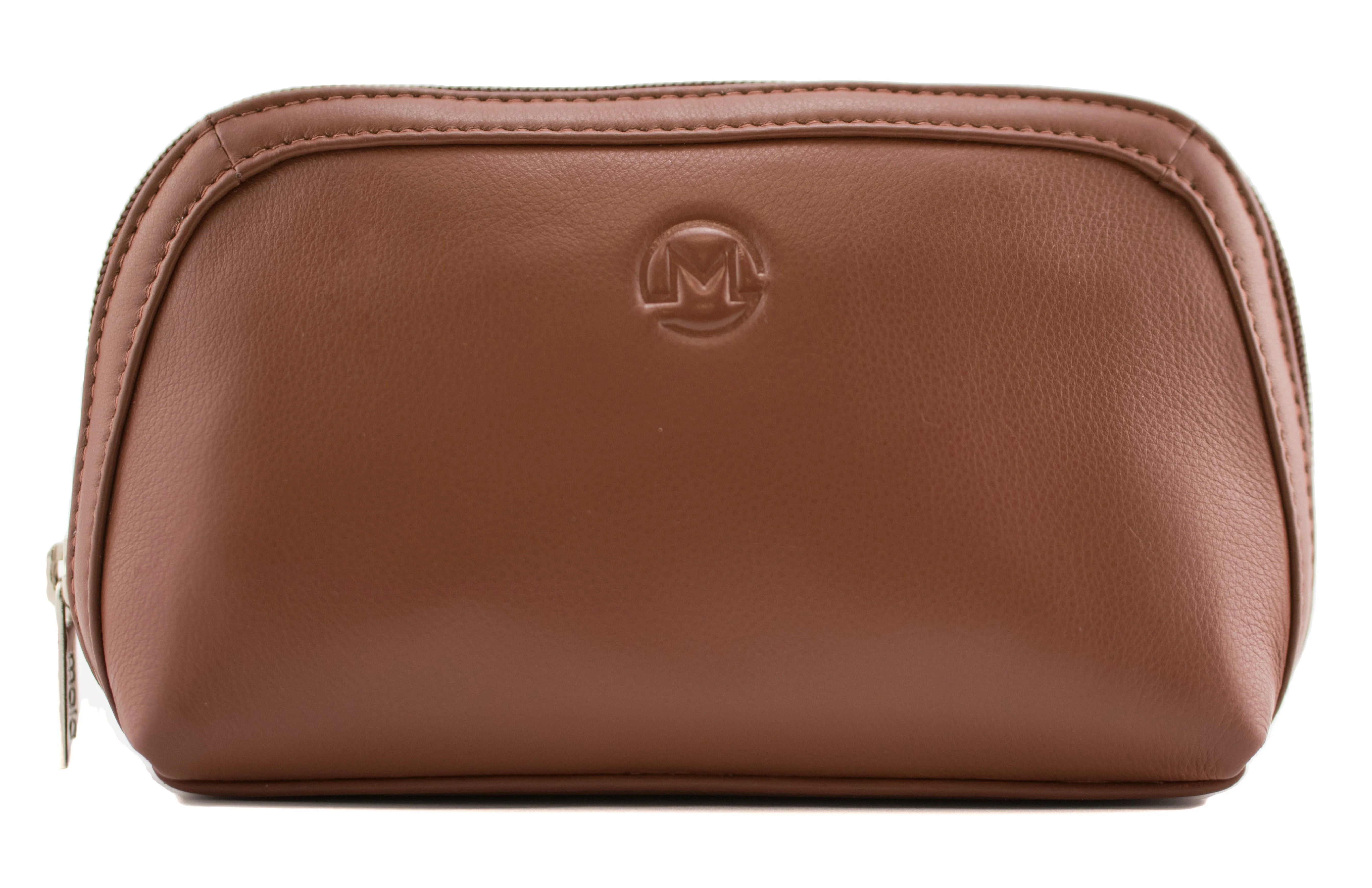 Anishka Tan Leather Compact Curved Zip Crossbody Bag