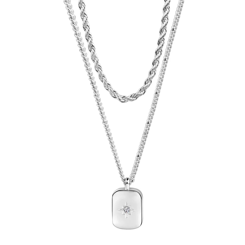 Newbridge Rectangular Star Pendant with Clear Stones
