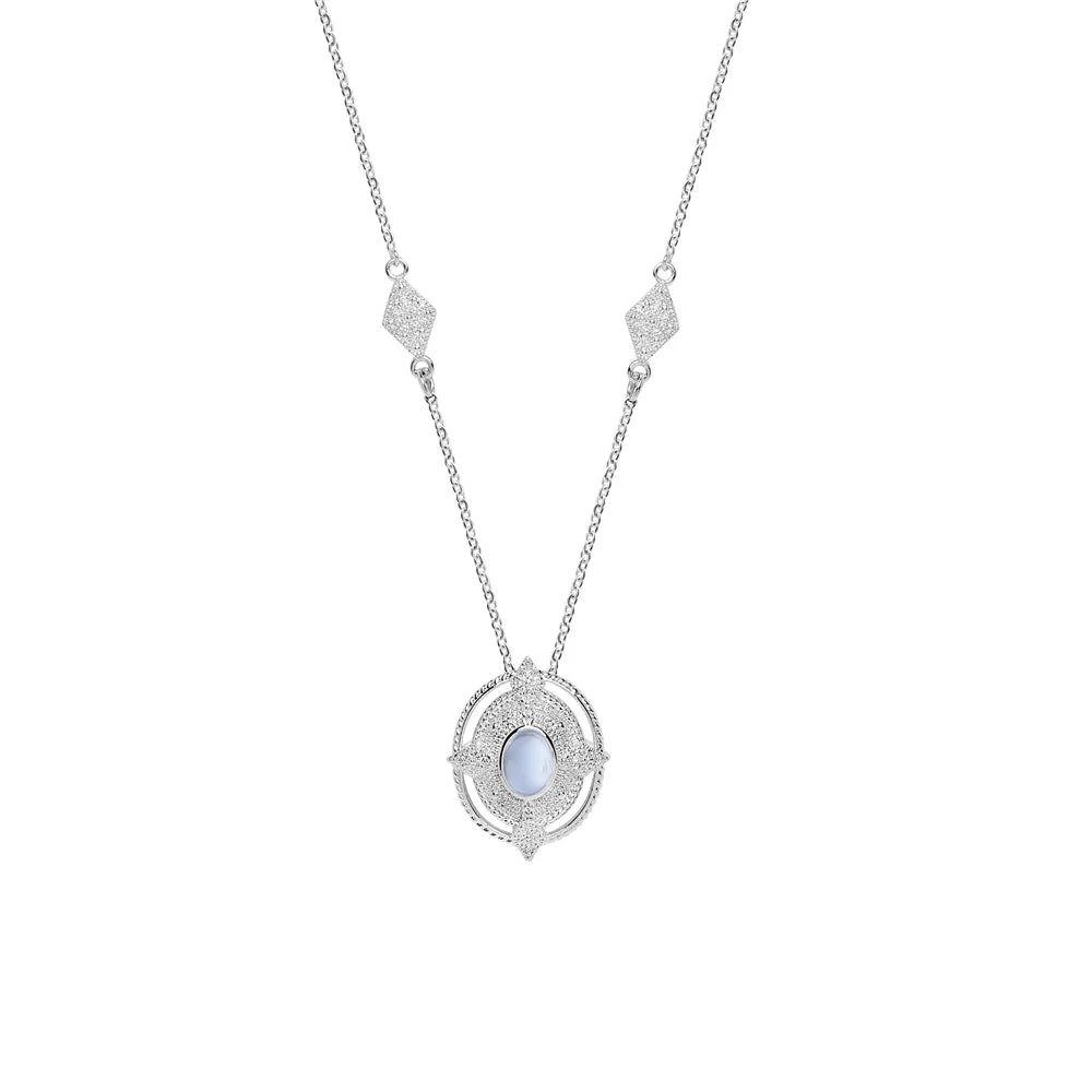 Newbridge Ornate Pendant with Light Blue Stone