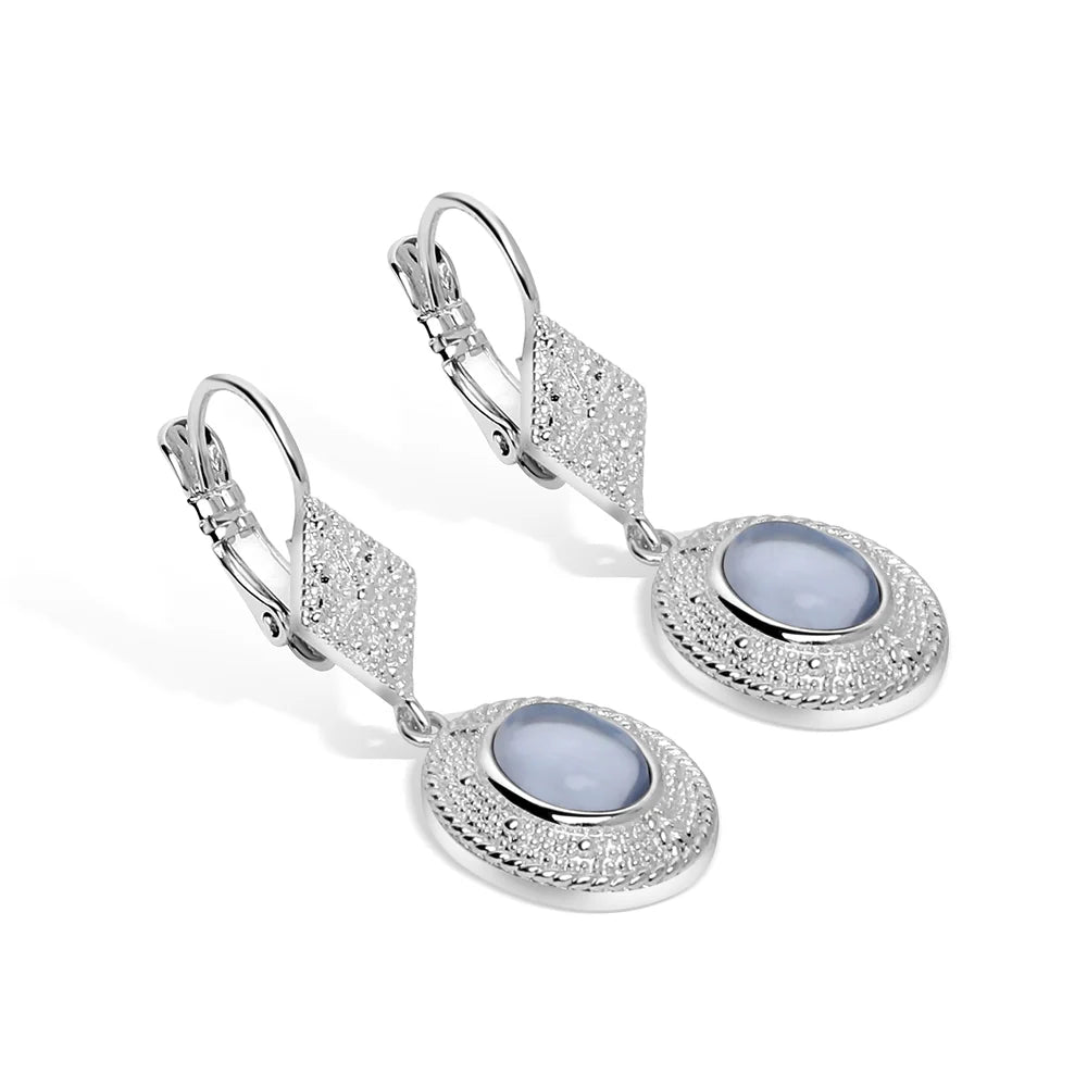 Newbridge Ornate Drop Earrings with Light Blue Stones