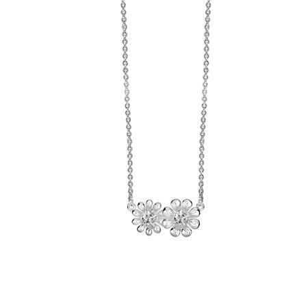 Newbridge Double Floral Pendant with Clear Stones
