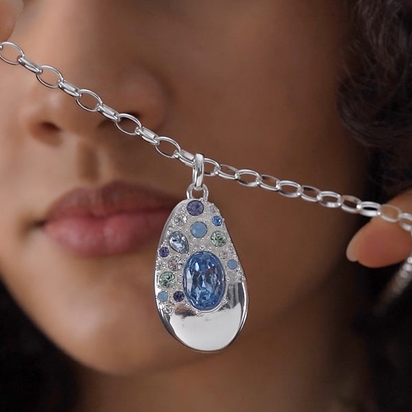 Newbridge Large Pendant with Blue and Clear Stones