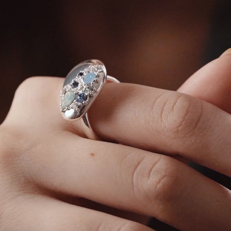 Newbridge Ring with Blue and Clear Stones