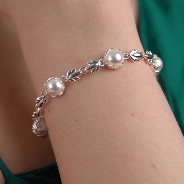 Newbridge Pearl Leaf Link Bracelet