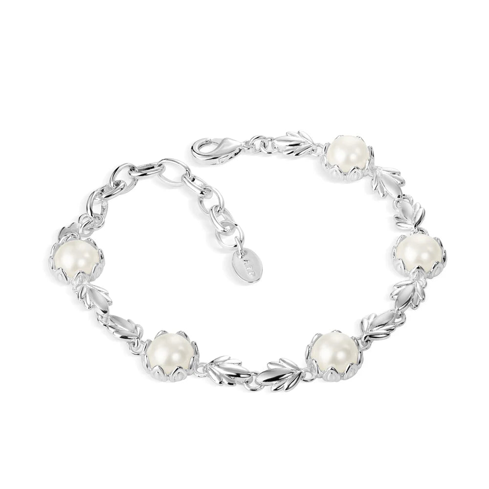 Newbridge Pearl Leaf Link Bracelet