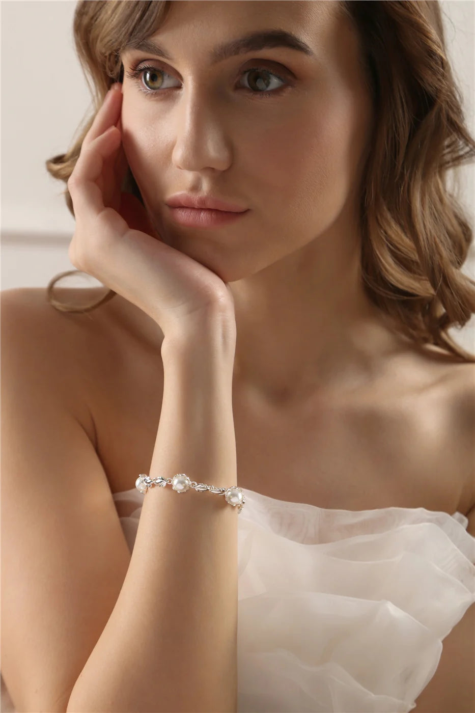 Newbridge Pearl Leaf Link Bracelet