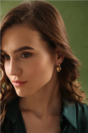 Newbridge Heart Drop Earrings with Ruby Red Stones