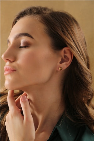 Newbridge Heart Stud Earrings with Ruby Red Stones